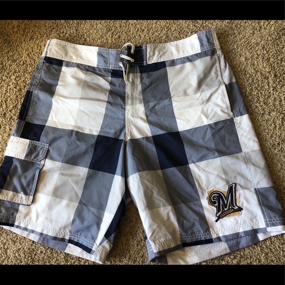 NEW Brewer’s Blue and White Checkered Swimtrunks - Picture 1 of 3